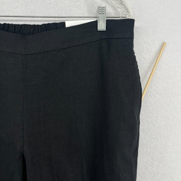 CHICOS Pants 2.5 14 Linen Crop Straight Leg Eyelet Hem Elastic Waist Black NEW - Picture 8 of 16